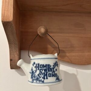 Home Sweet Home Teapot Watering Can ornament Blue and White